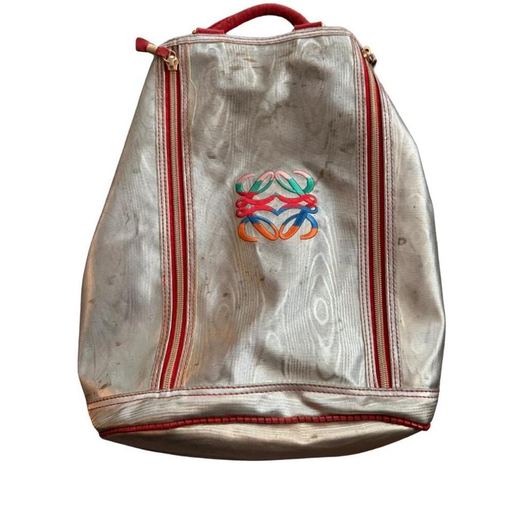 Vintage Authentic Loewe Silver Metallic Backpack